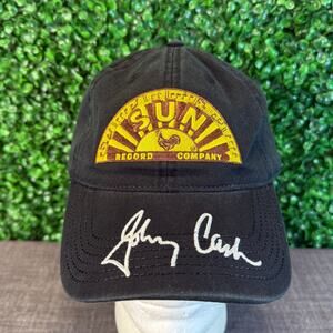Sun Record Company Black Johnny Cash Signature Baseball Cap Hat  Walk The Line